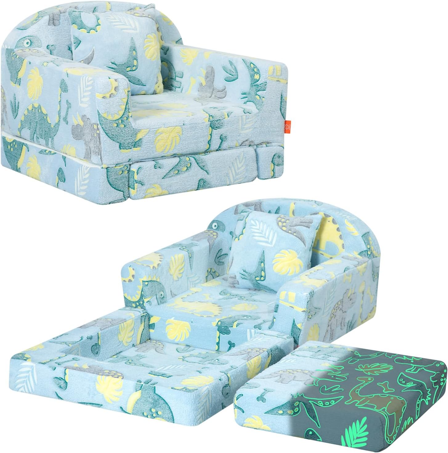 Rainbow Unicorn Glow Kids Couch, 42" Fold Out
