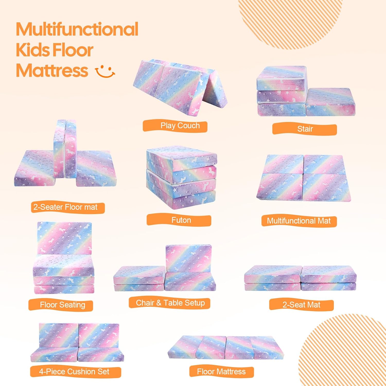 Kids Trifold Floor Mattress, 63"x26"
