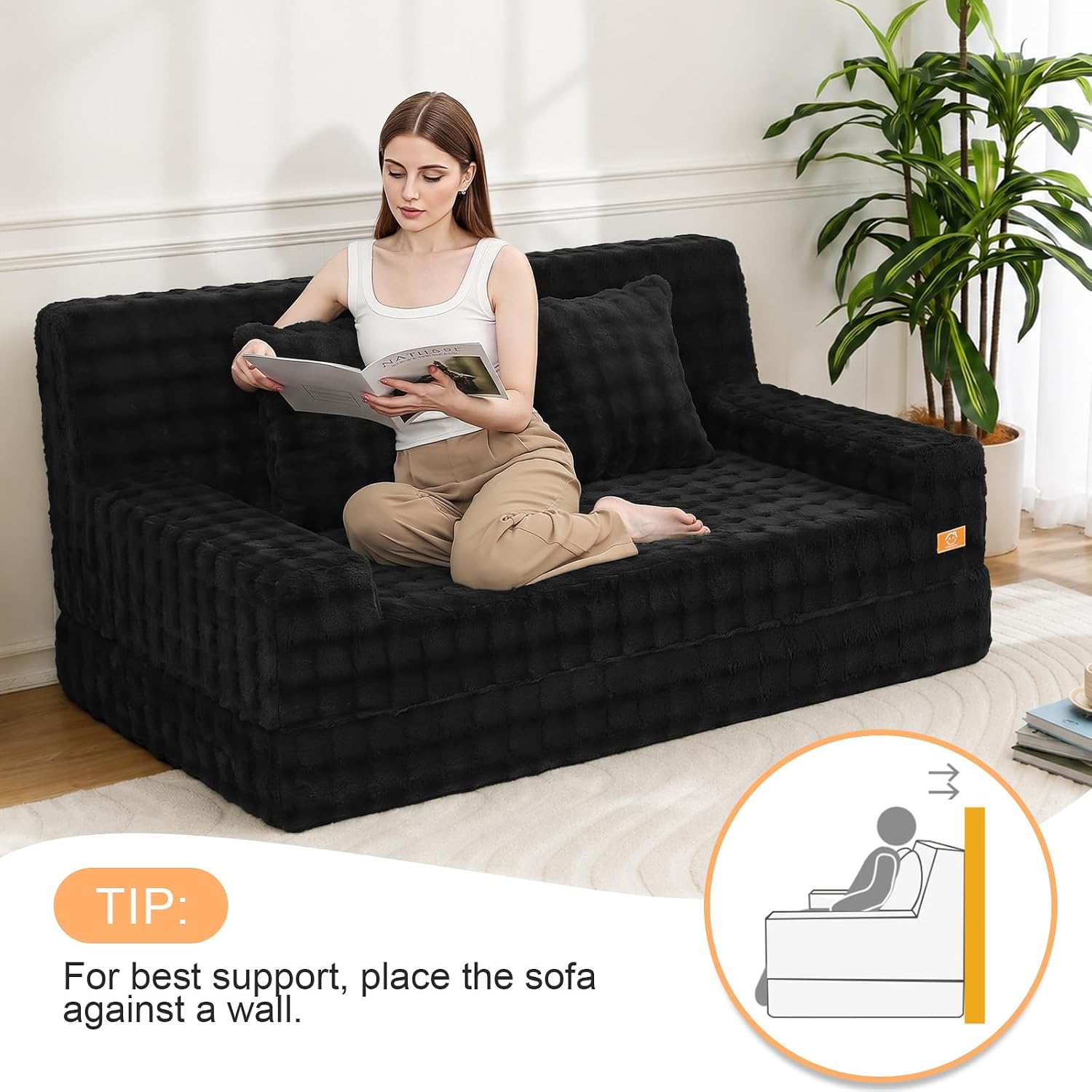 Boneless Loveseat Sofa Bed, 59" Corduroy
