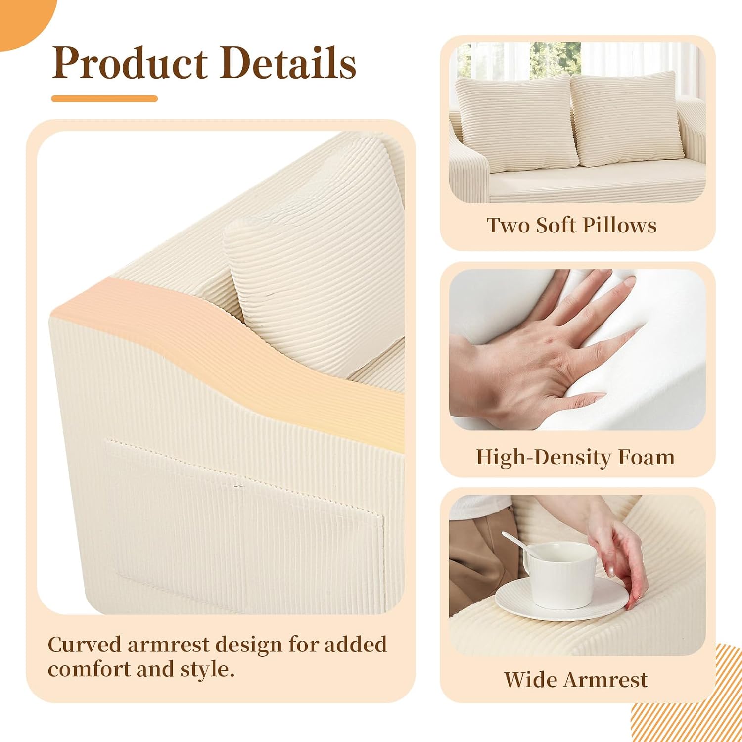 Boneless Loveseat Sleeper Sofa Bed, Pull Out Corduroy
