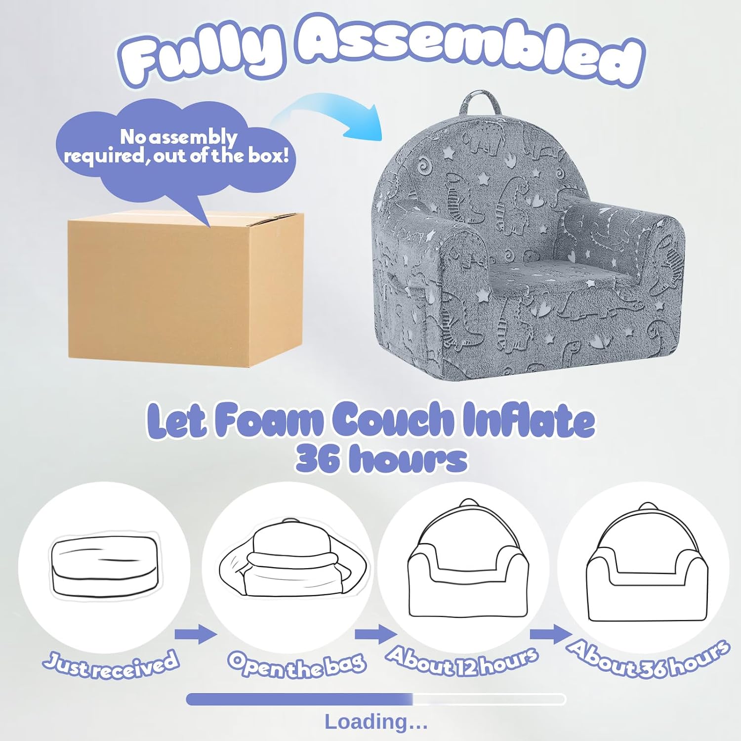 Glow Astronaut Fold Out Kids Couch, Ages 3+