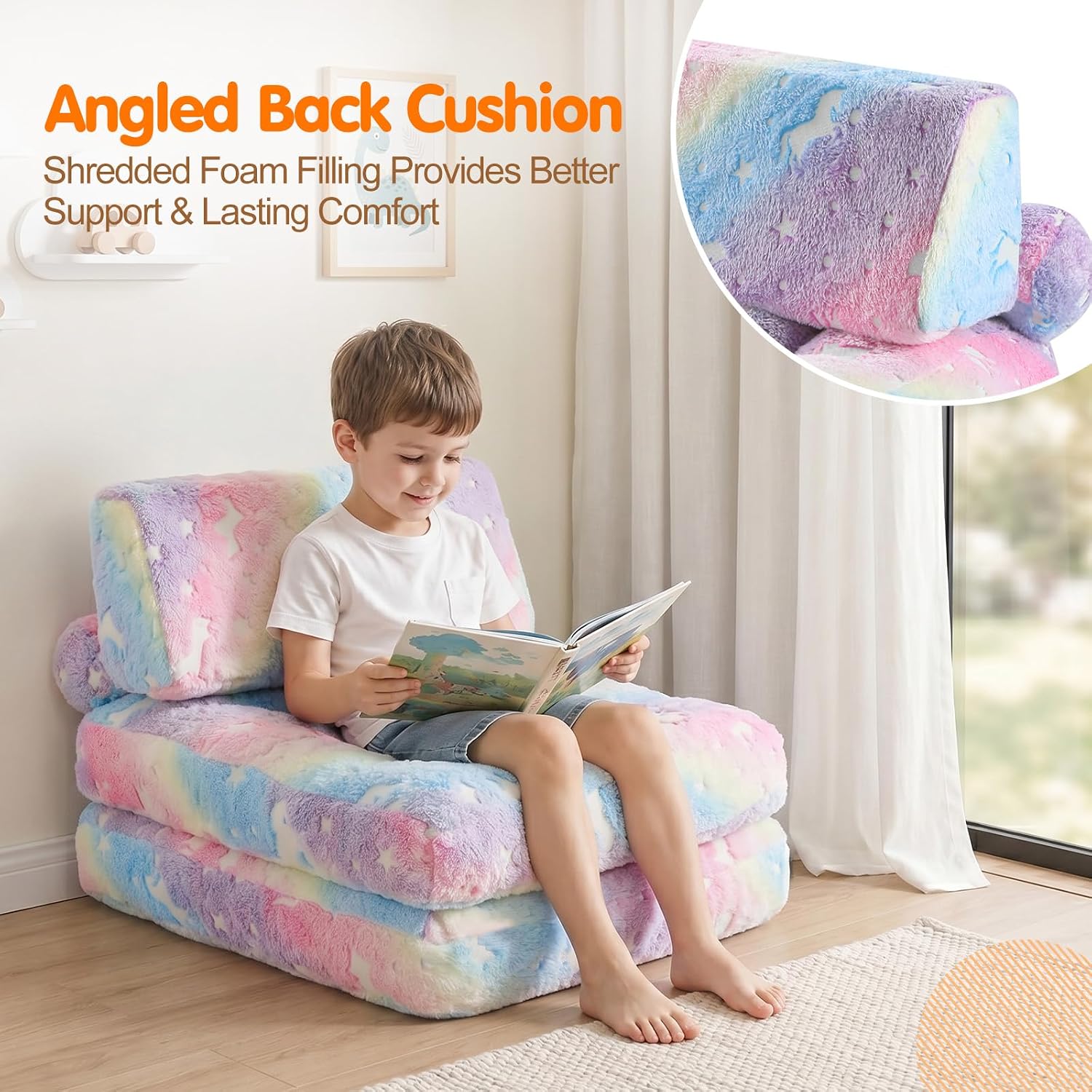Kids Couch, 3-in-1 Fold-out Foam Chair