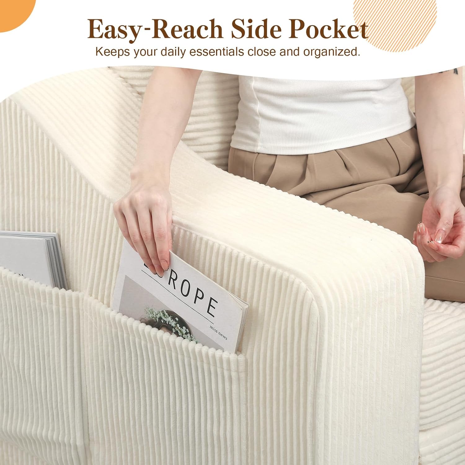 Boneless Loveseat Sleeper Sofa Bed, Pull Out Corduroy