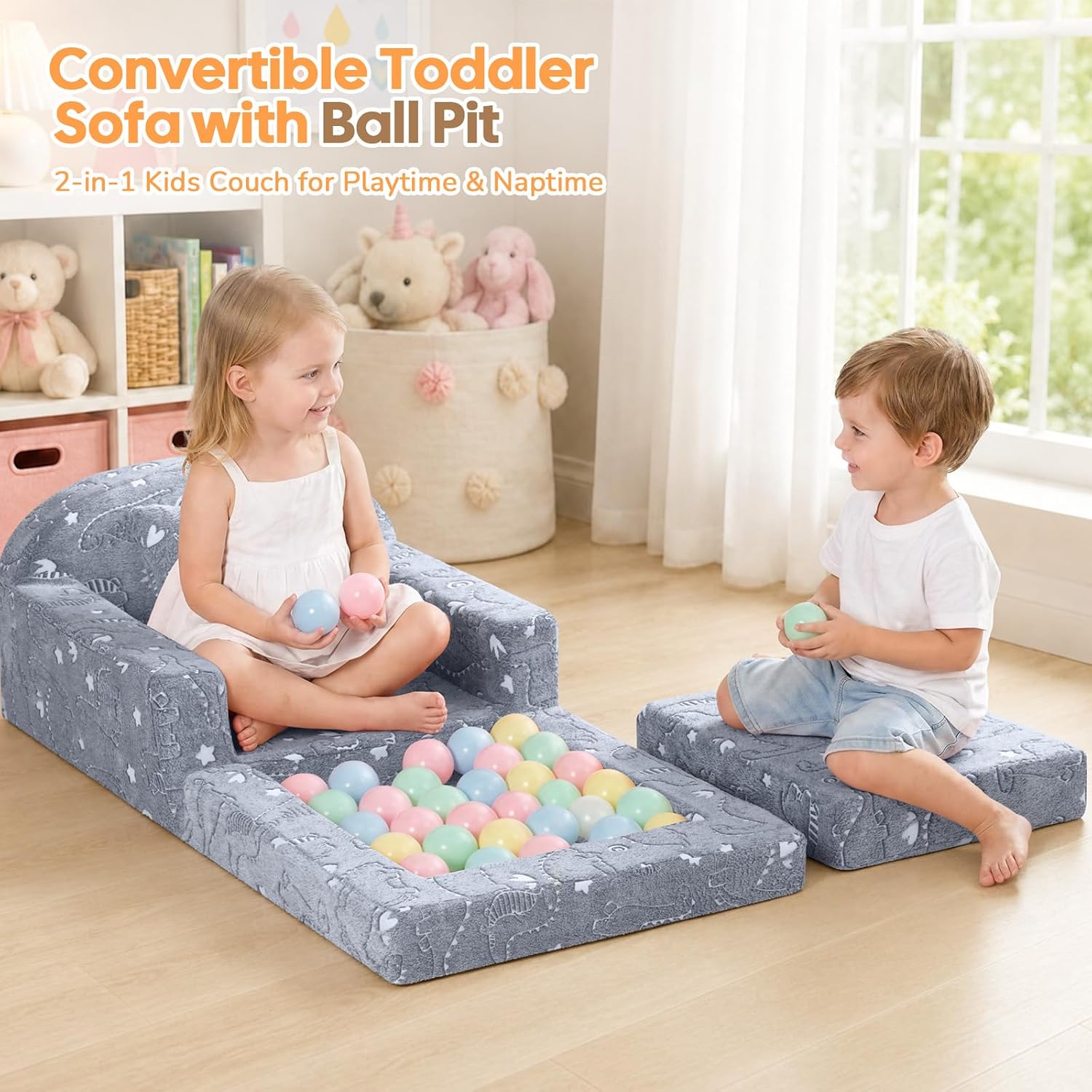 Rainbow Unicorn Glow Kids Couch, 42" Fold Out