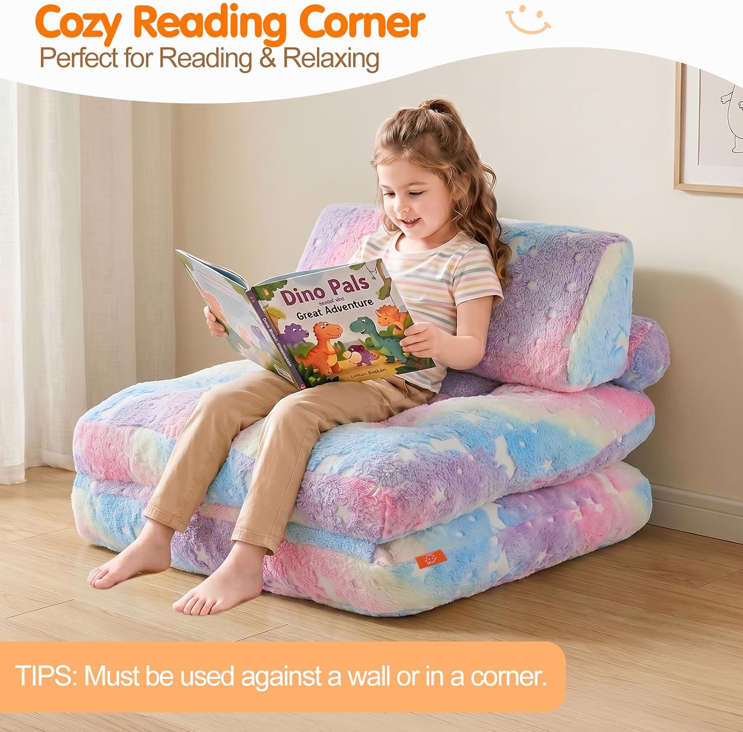 Kids Couch, 3-in-1 Fold-out Foam Chair