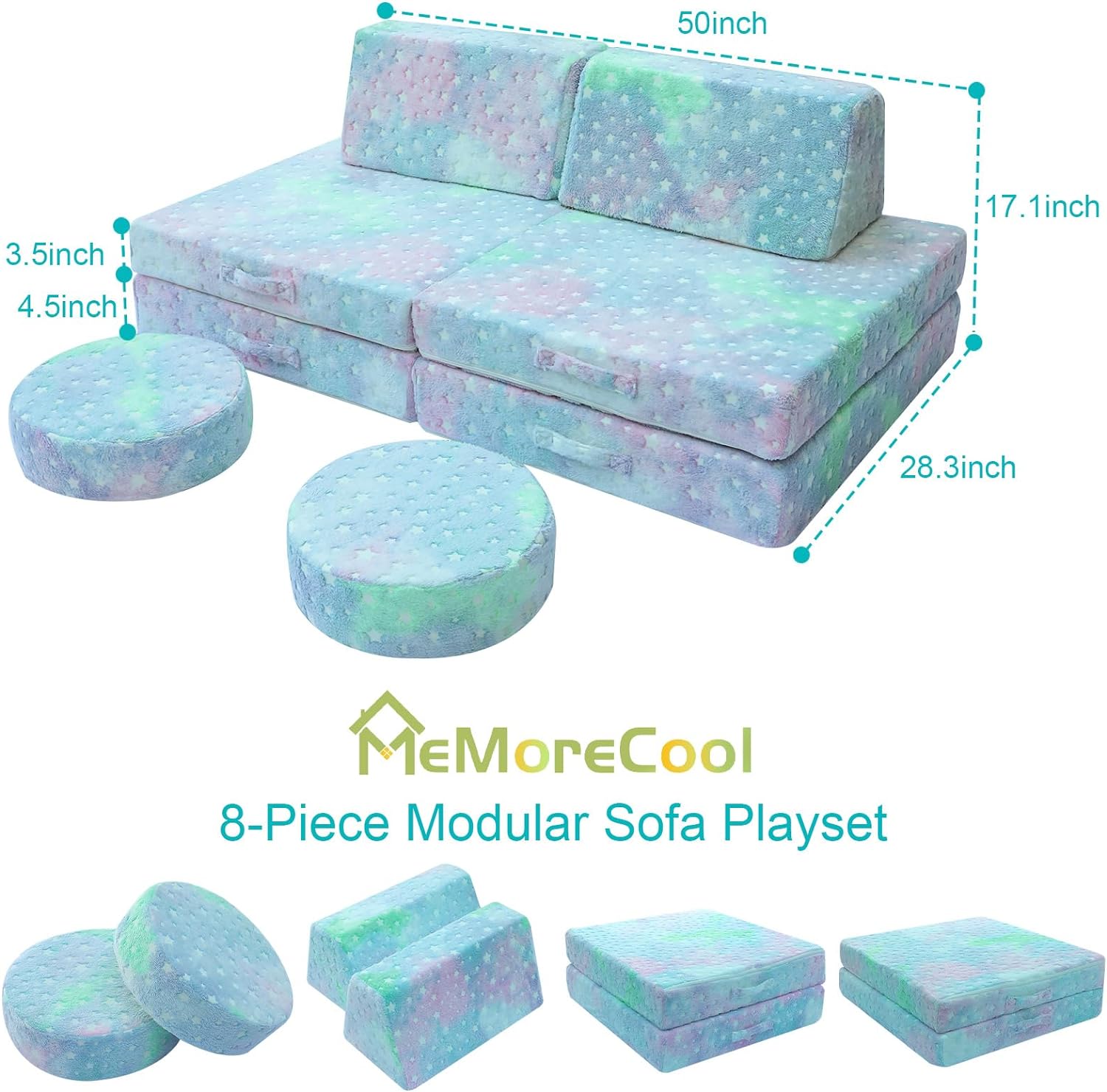 8-piece Kids Play Couch|glowsofa