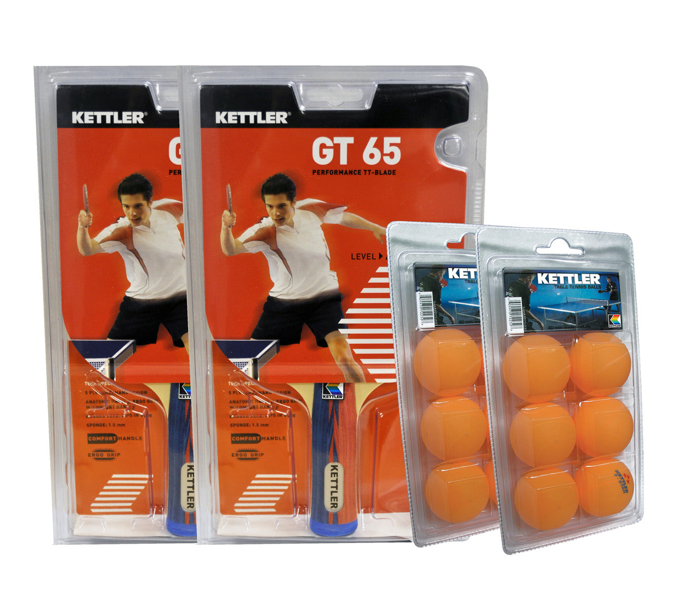 GT65 2-Player Table Tennis Racket Set