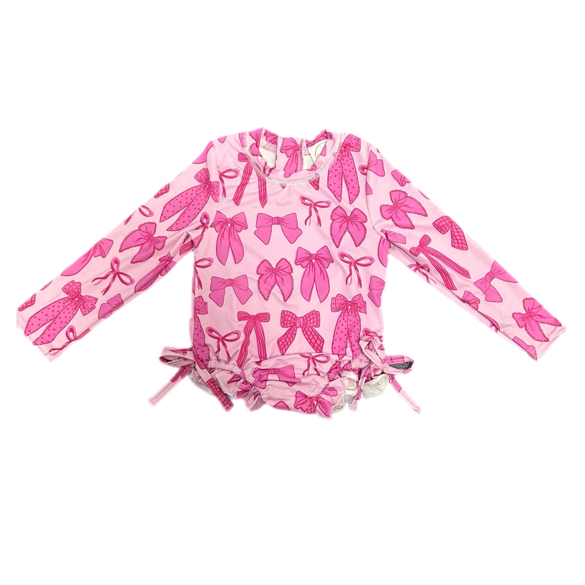 Pink Bows Rash Guard Swimsuit