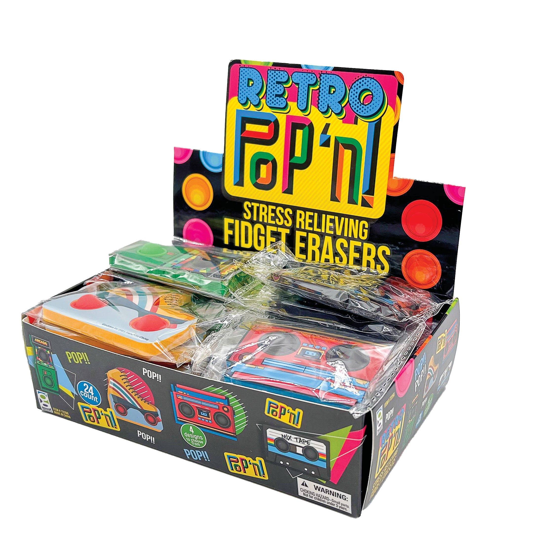 Retro Pop ‘n’ Stress Relieving Fidget Erasers - 24 Per Display