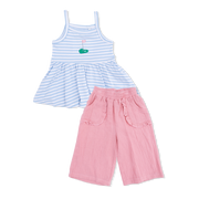 Striped Golf - Peplum Tank With Wide Leg Pant