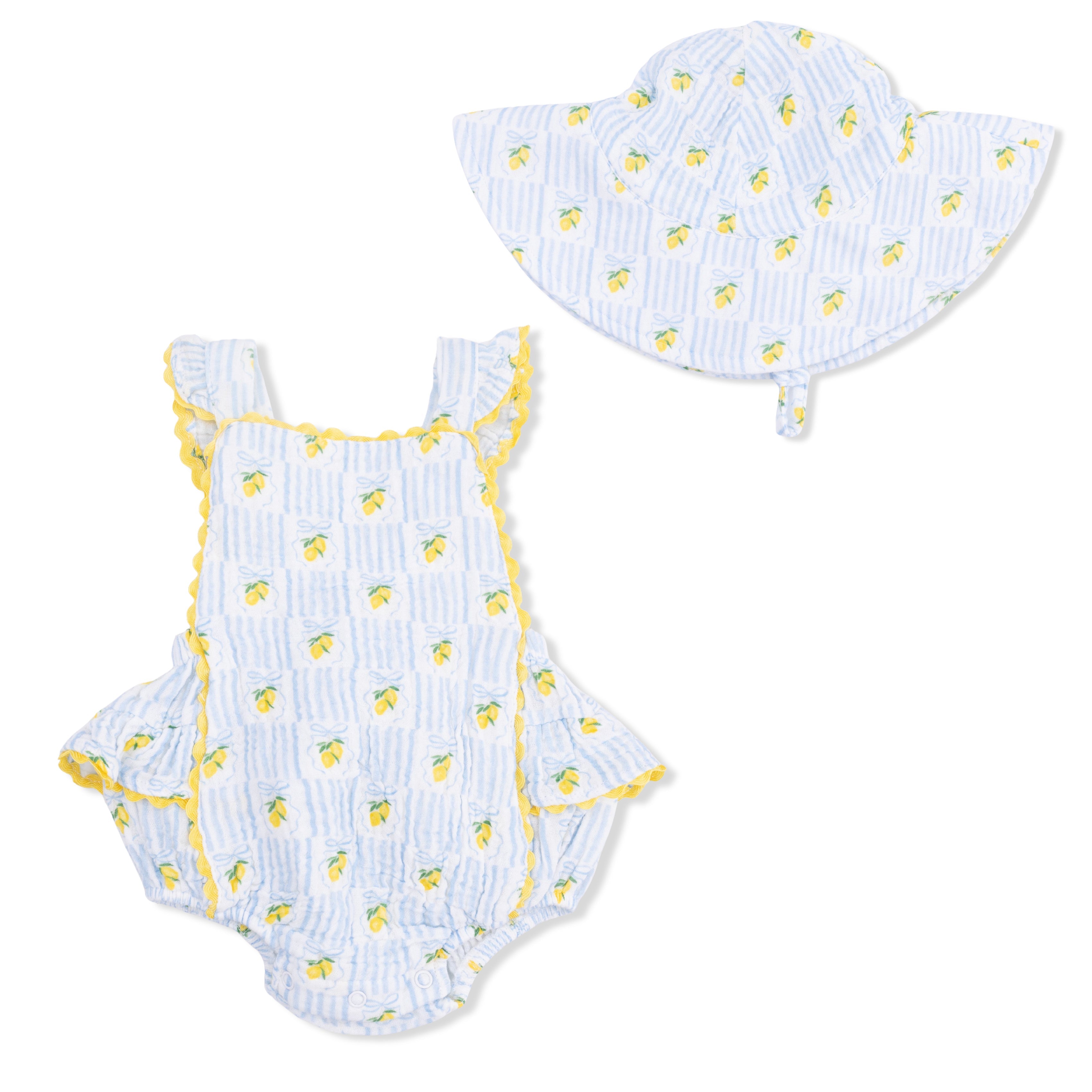 Lovely Lemons - Ric Rac Ruffle Sunsuit & Sun Hat