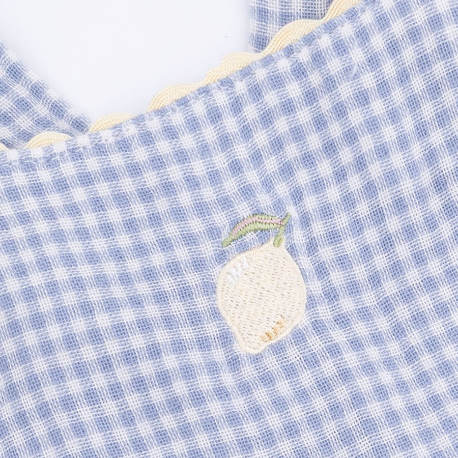 Micro Gingham Blue Blizzard - Ric Rac Ruffle Sunsuit