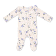 Sweet Hanna Floral Velour - 2 Way Ruffle Sleeve Zipper Footie