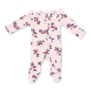 Nora Floral Velour - 2 Way Ruffle Sleeve Zipper Footie