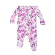 Rose Abundance - 2 Way Ruffle Sleeve Zipper Footie