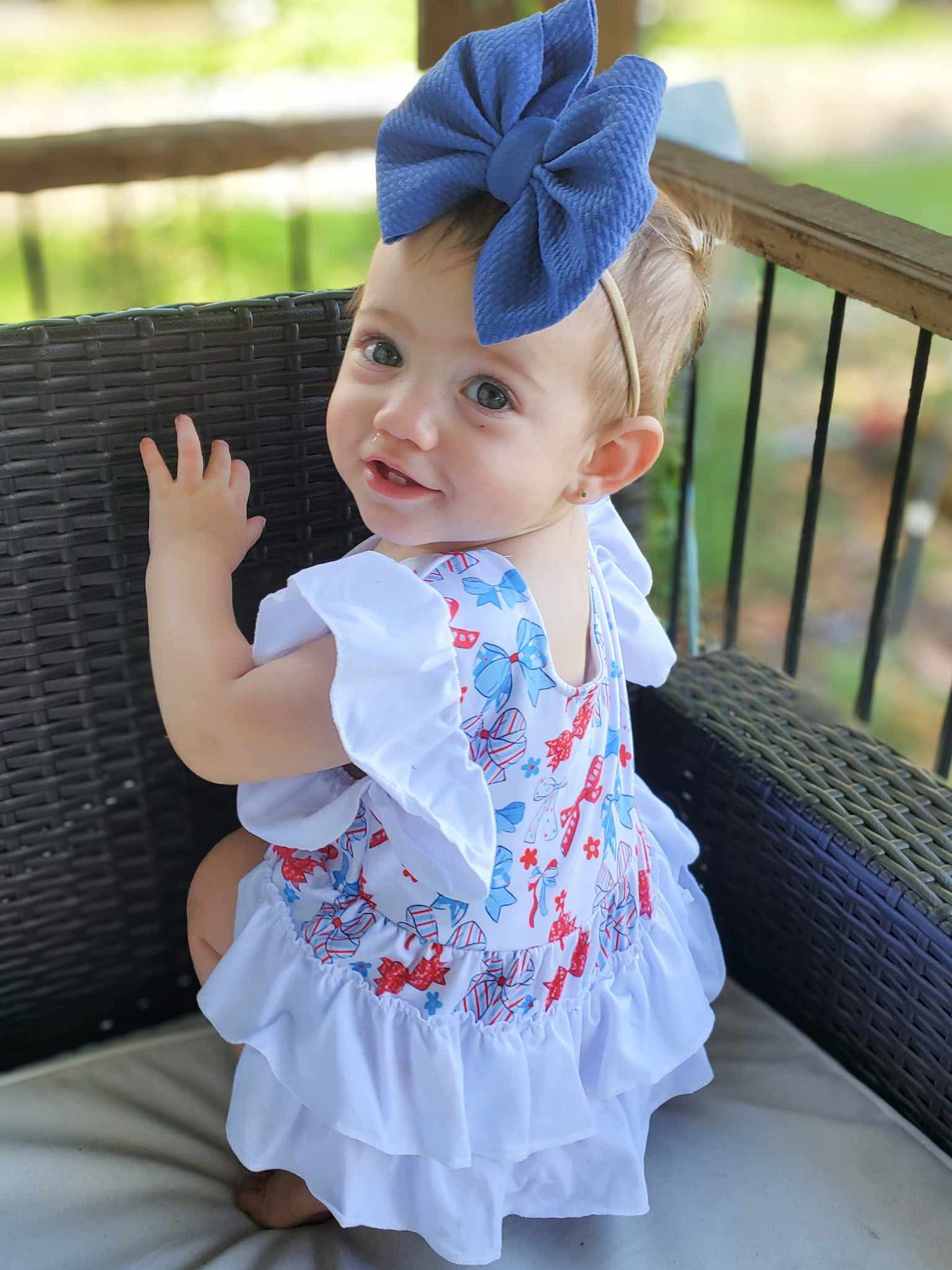 July 4th Bows Ruffle Romper