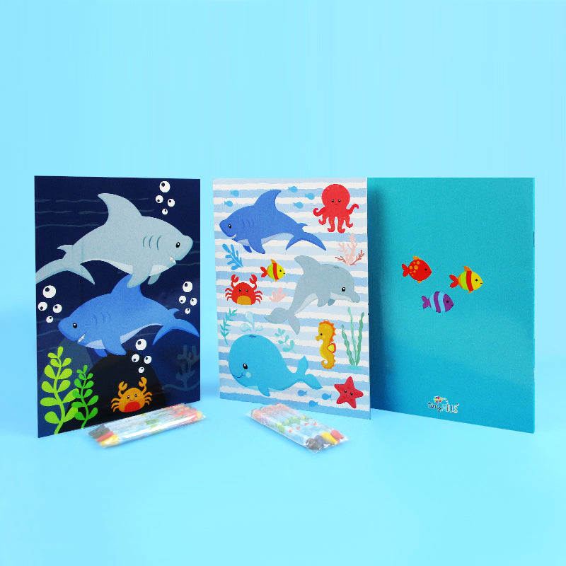 Sea Life Ocean Animals Coloring Books With Crayons Party Favors - Set Of 6 Or 12