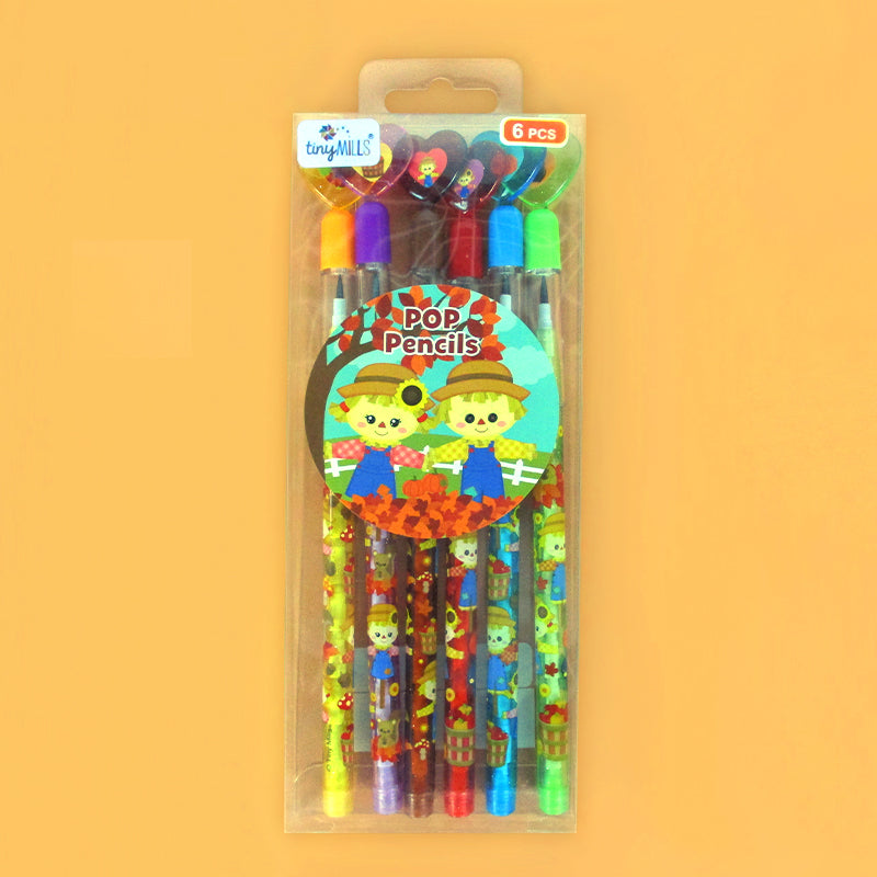 Autumn Harvest Stackable Point Pencils - Set Of 6