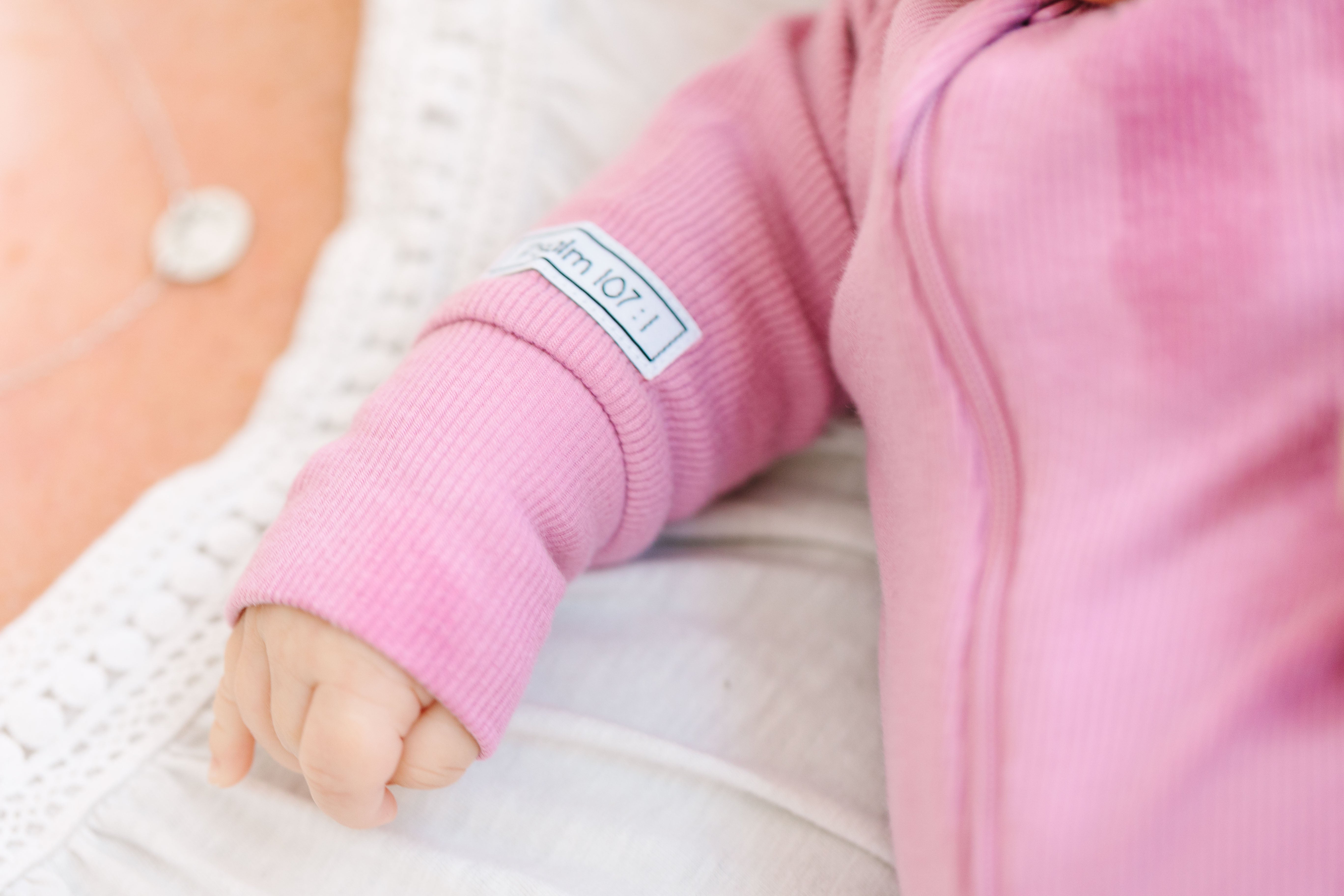 Solid Mauve Pj Footless Onesie Ribbed Cotton-bamboo Blend