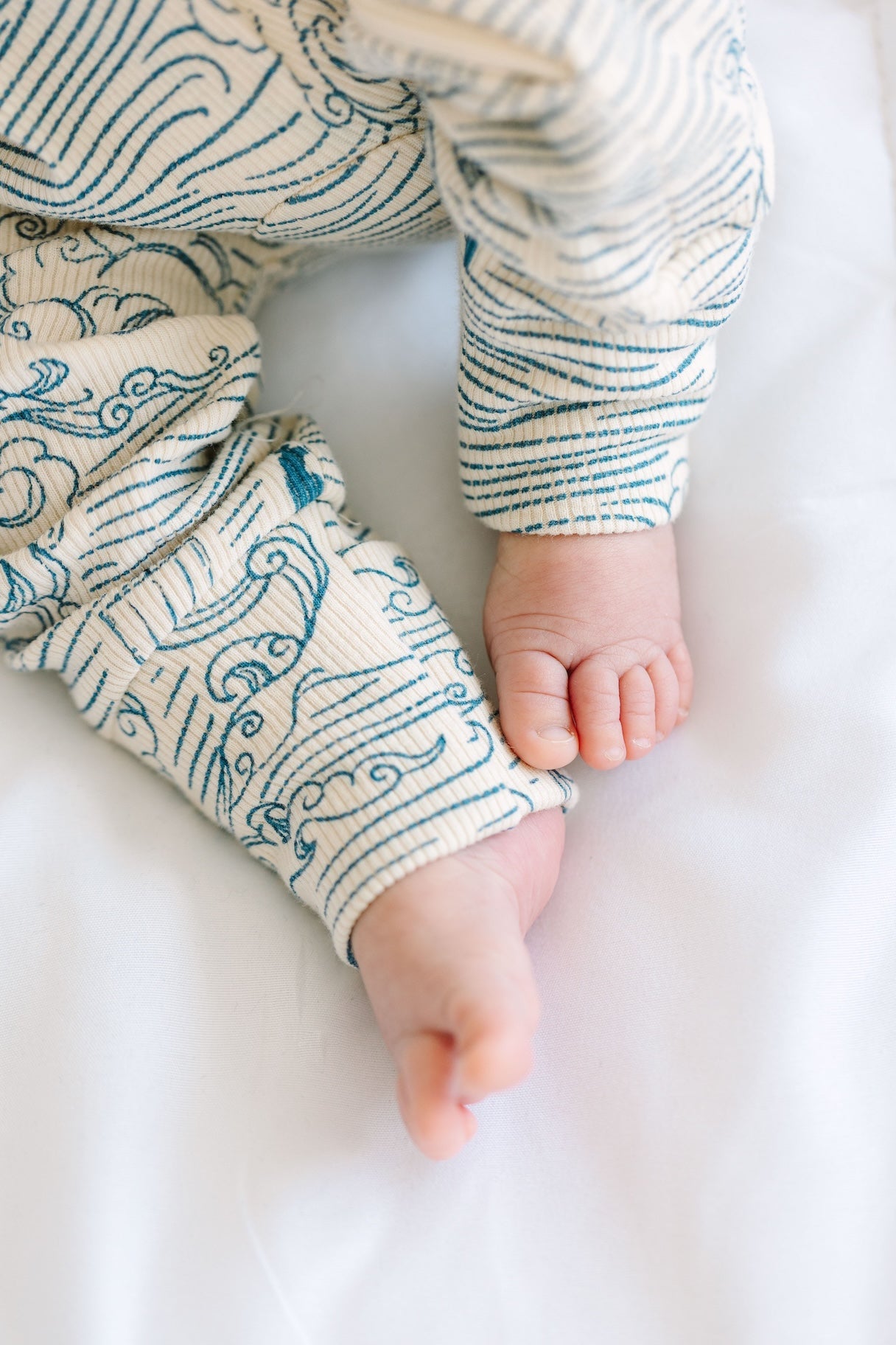 Walking On Water Pj Footless Onesie Ribbed Cotton-bamboo Blend