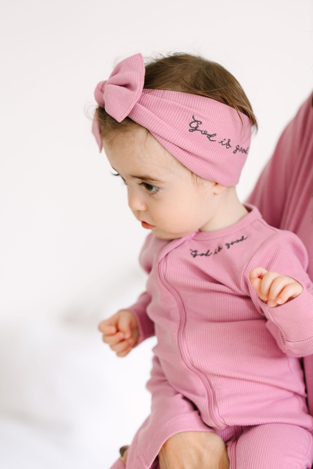 Solid Mauve Headband Ribbed Cotton-bamboo Blend