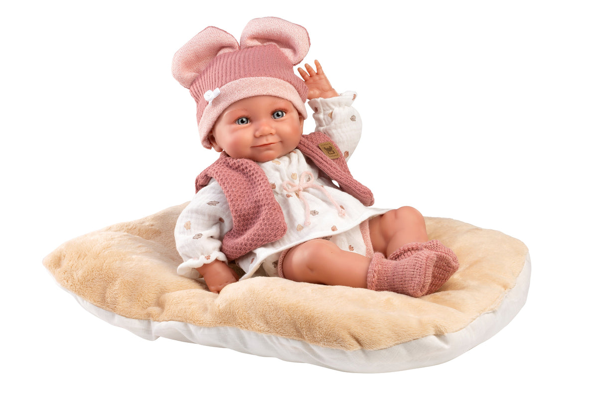 15.7" Anatomically-Correct Newborn Doll Carlota with Cushion
