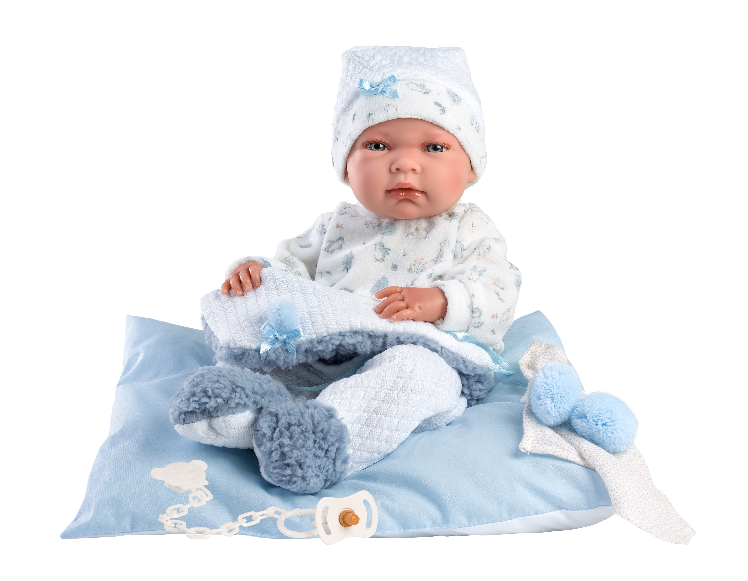 15.7" Anatomically-Correct Newborn Doll Andrew with Cushion