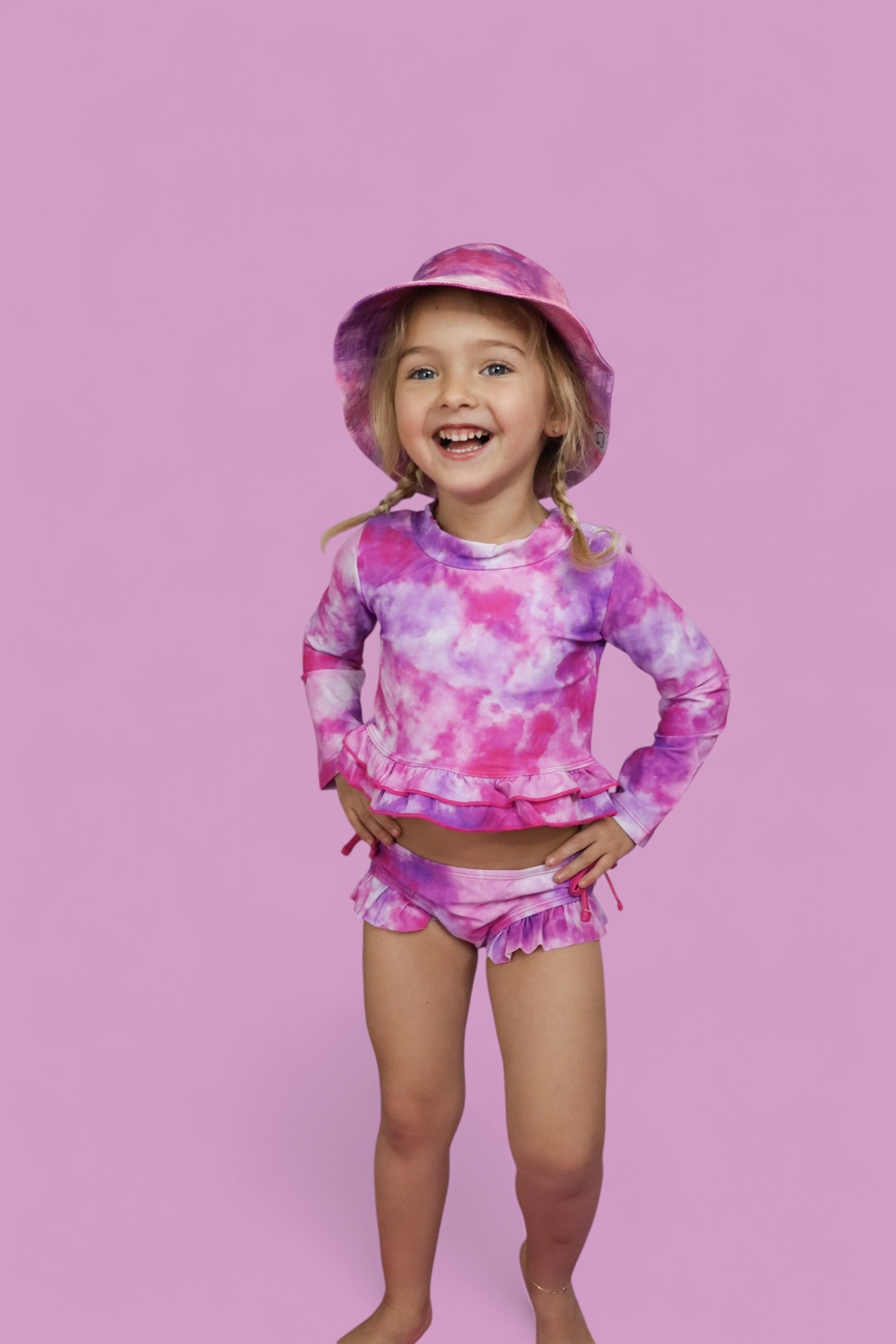 Candy Clouds Dream 2-piece Rash Guard Ruffle Swim Suit