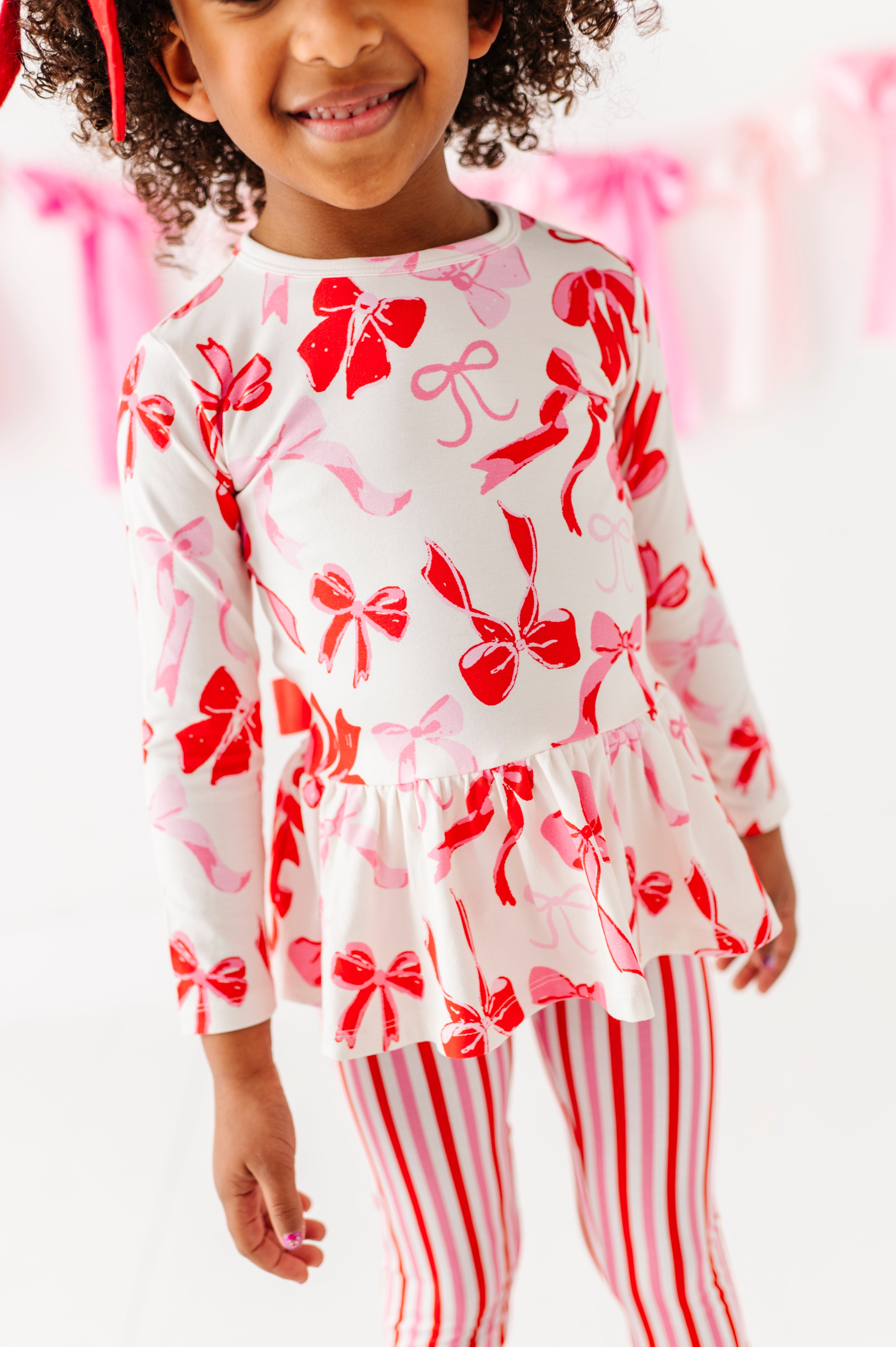 Blushing Bows Bamboo/cotton Peplum Top