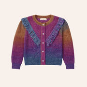 Fringe Cardigan In Dark Rainbow