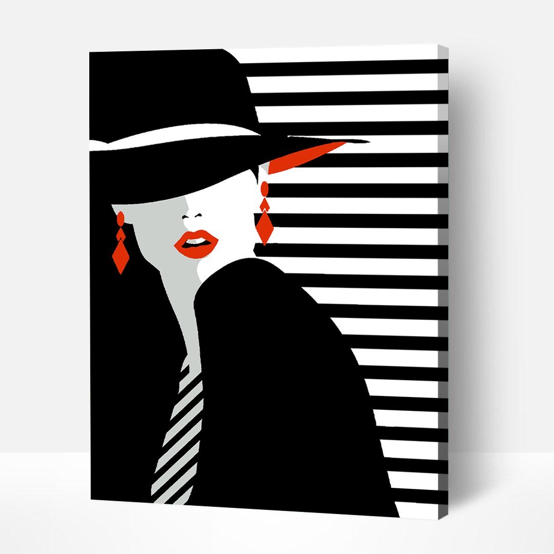 Black, White And Red – Paint By Numbers Kit | Artwille | 14x18 Inch Canvas