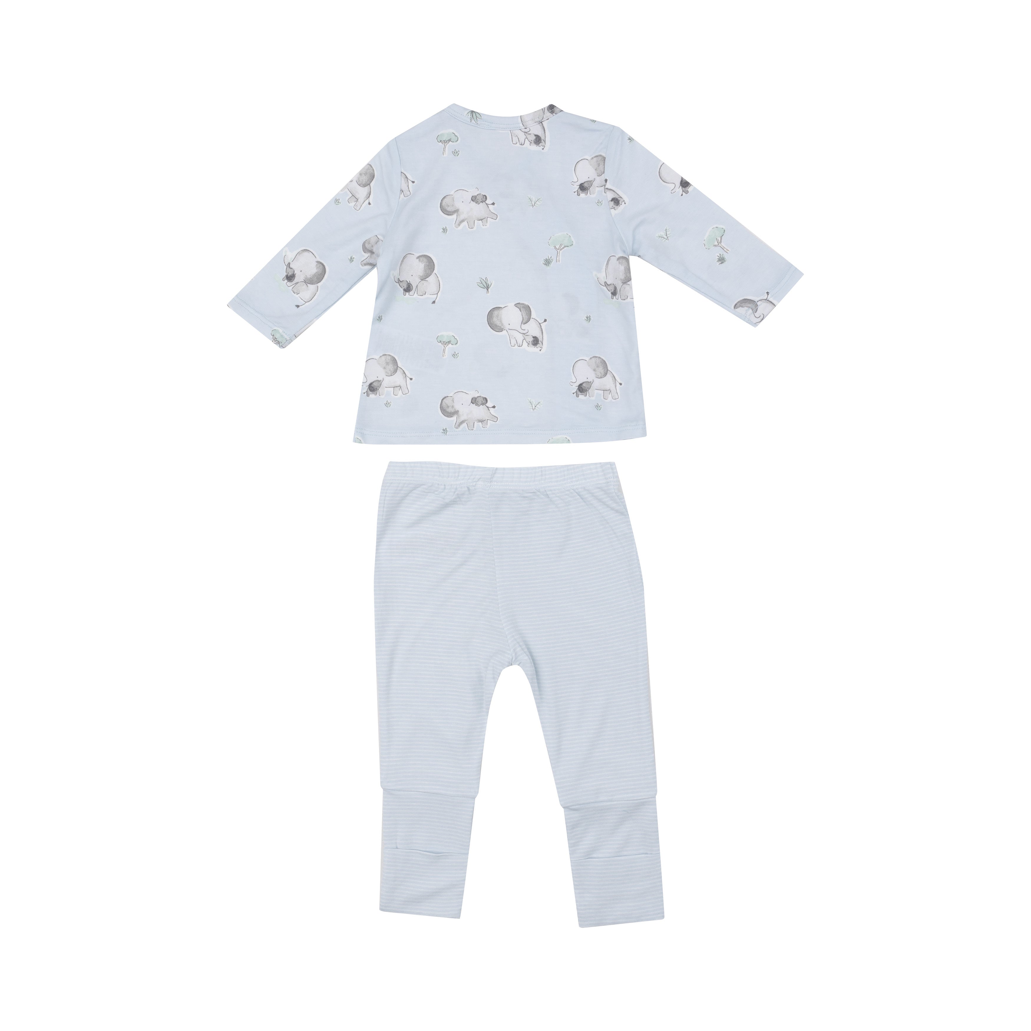 Tmh Set With Roll Over Cuff Pant - Gray Elephants - Blue