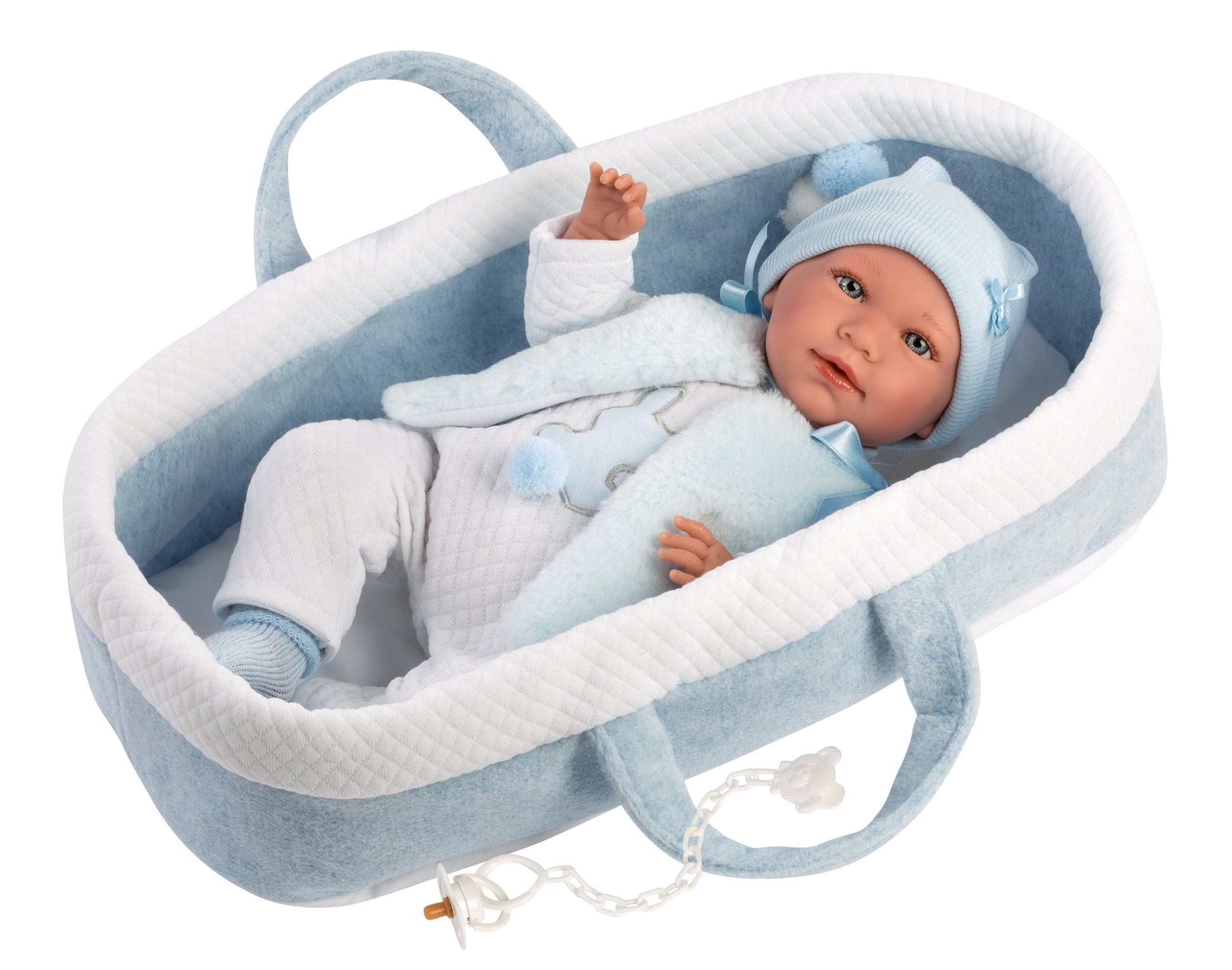 16.5" Articulated Crying Newborn Doll Tristan with Carrycot