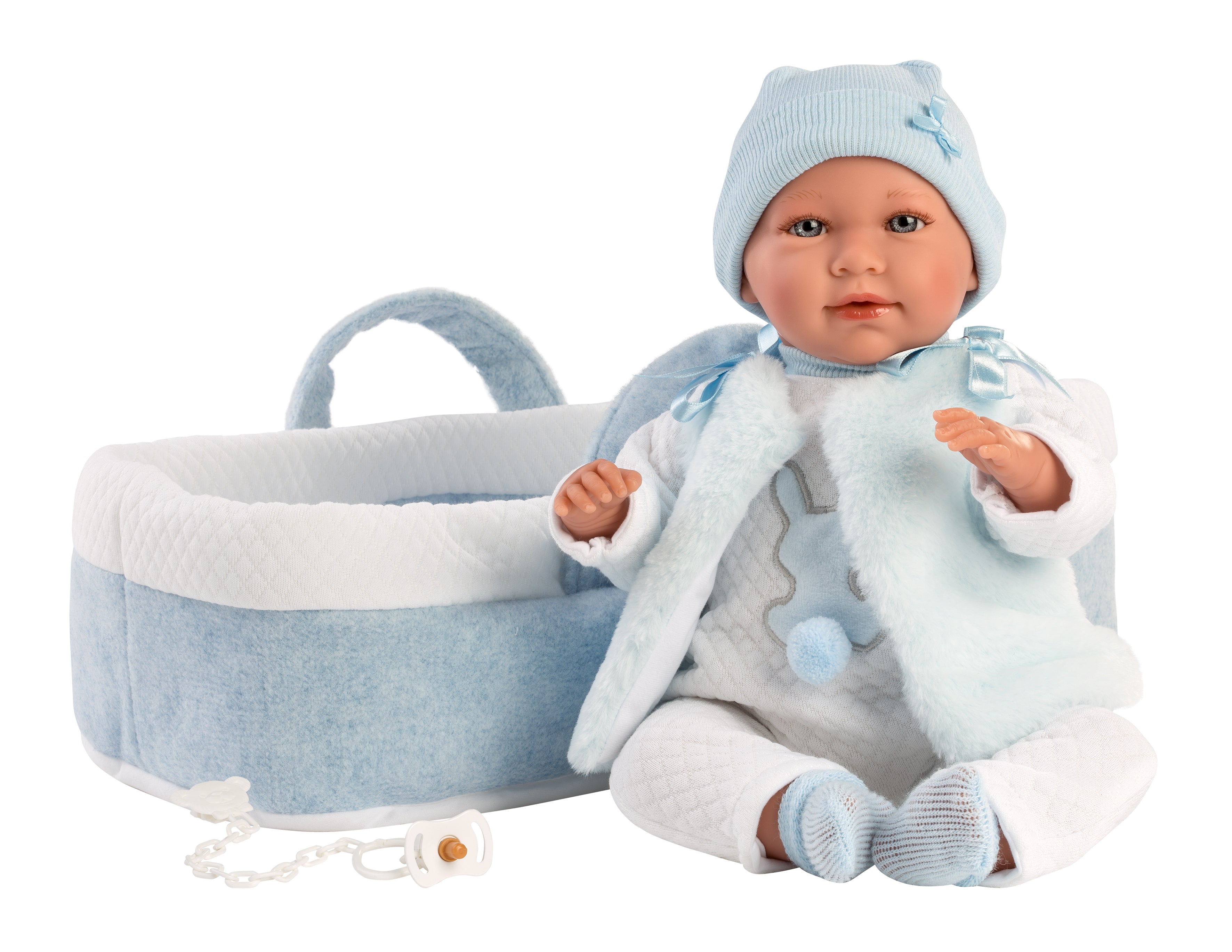 16.5" Articulated Crying Newborn Doll Tristan with Carrycot