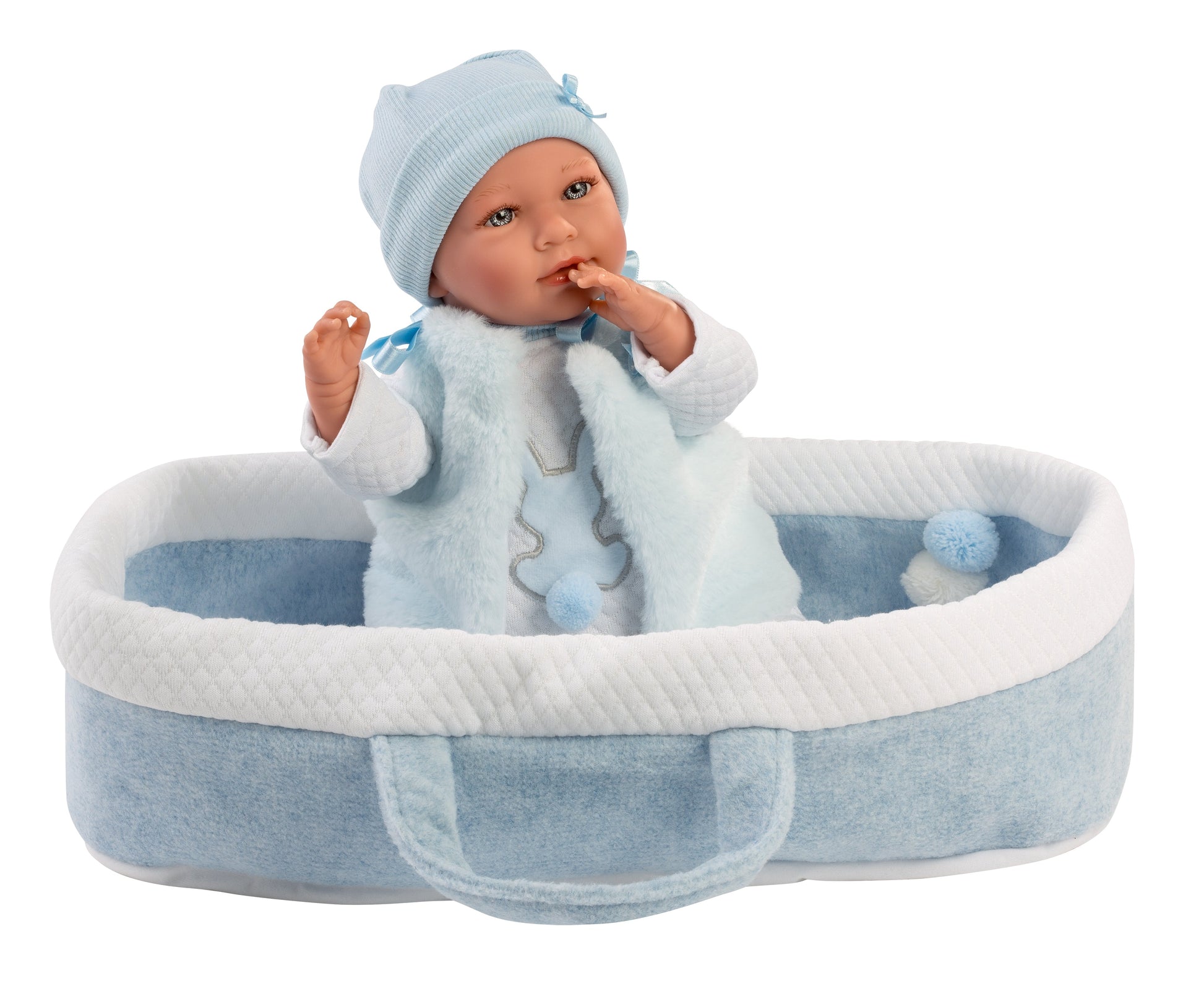 16.5" Articulated Crying Newborn Doll Tristan with Carrycot