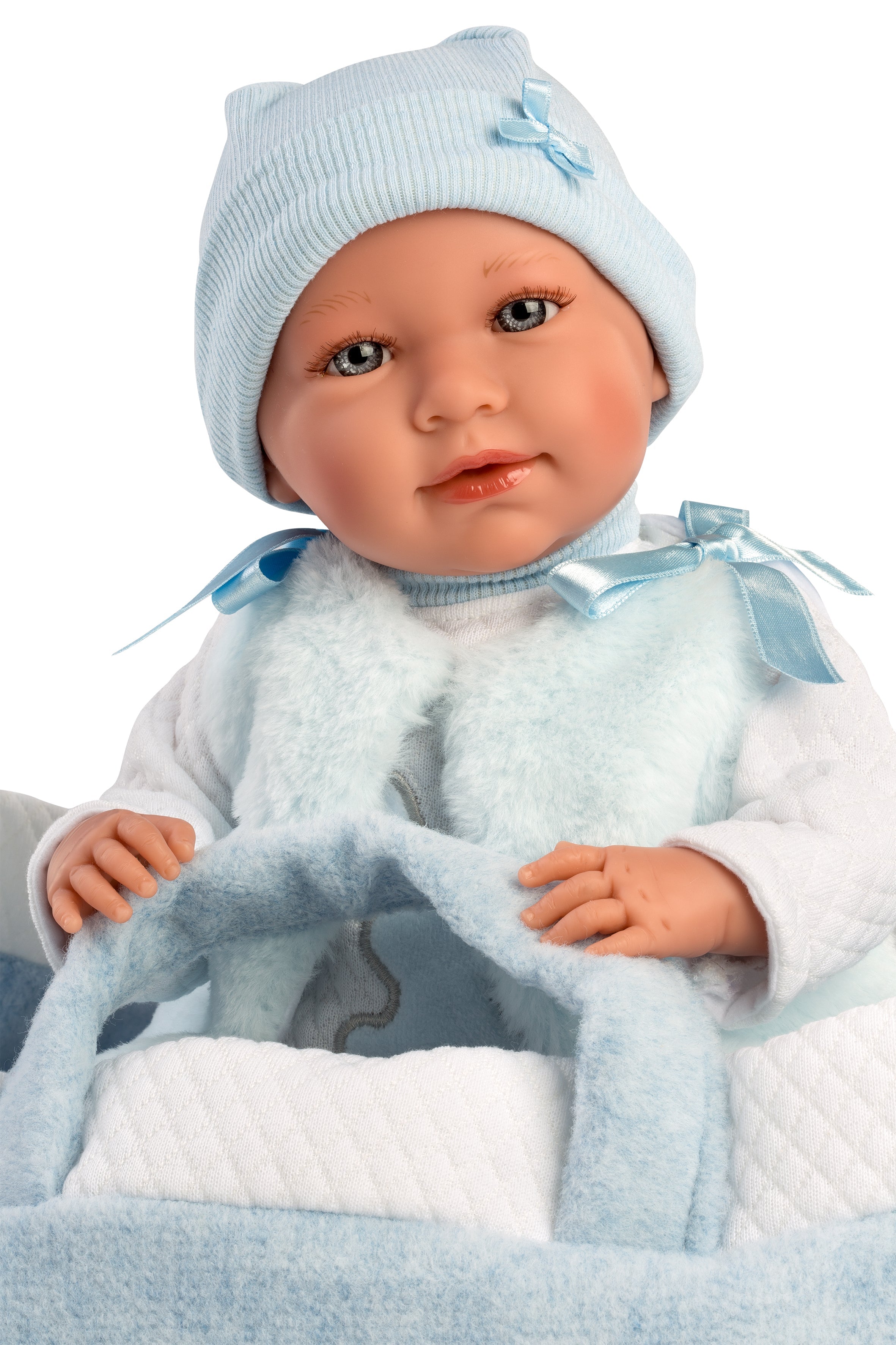 16.5" Articulated Crying Newborn Doll Tristan with Carrycot