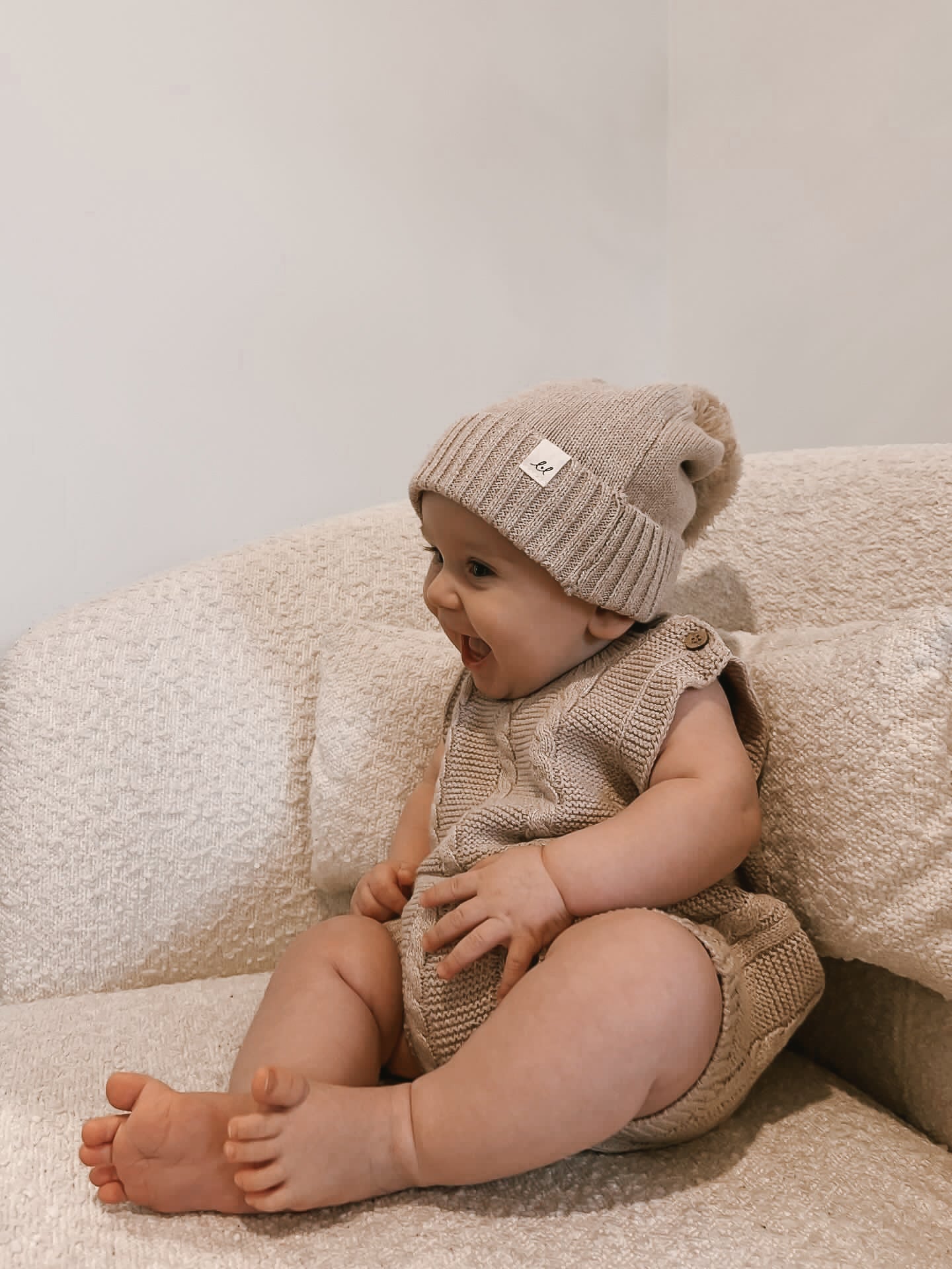 Cable Knit Summer Romper - Heather Beige