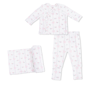 Dainty Buds And Bows - Take Me Home Set With Convertible Pant  & Swaddle Blanket Set