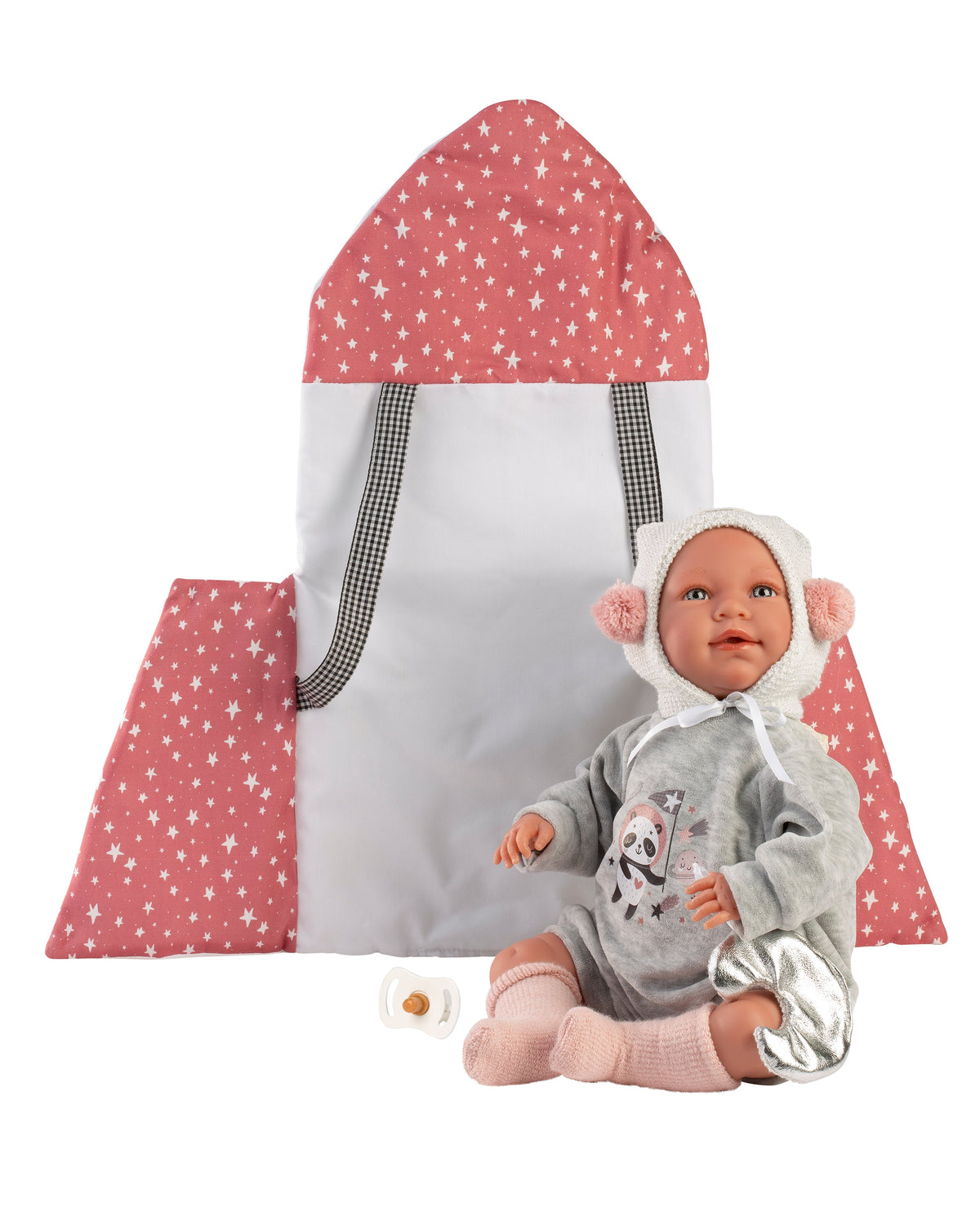 16.5" Soft Body Newborn Doll Liam with Space Baby Carrier