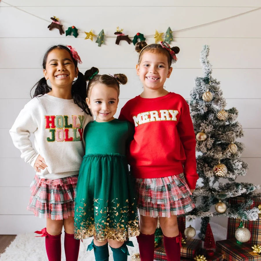 Holly Jolly Patch Christmas Sweatshirt - Kids