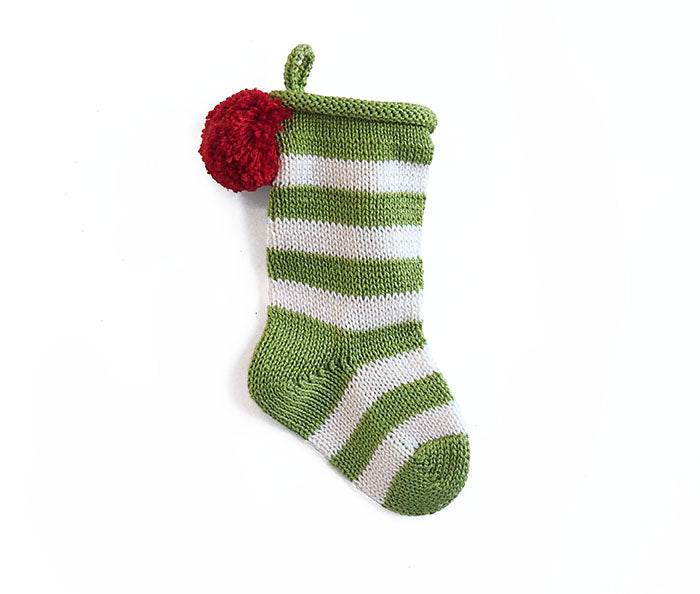 Mini Stripe Stocking, Green