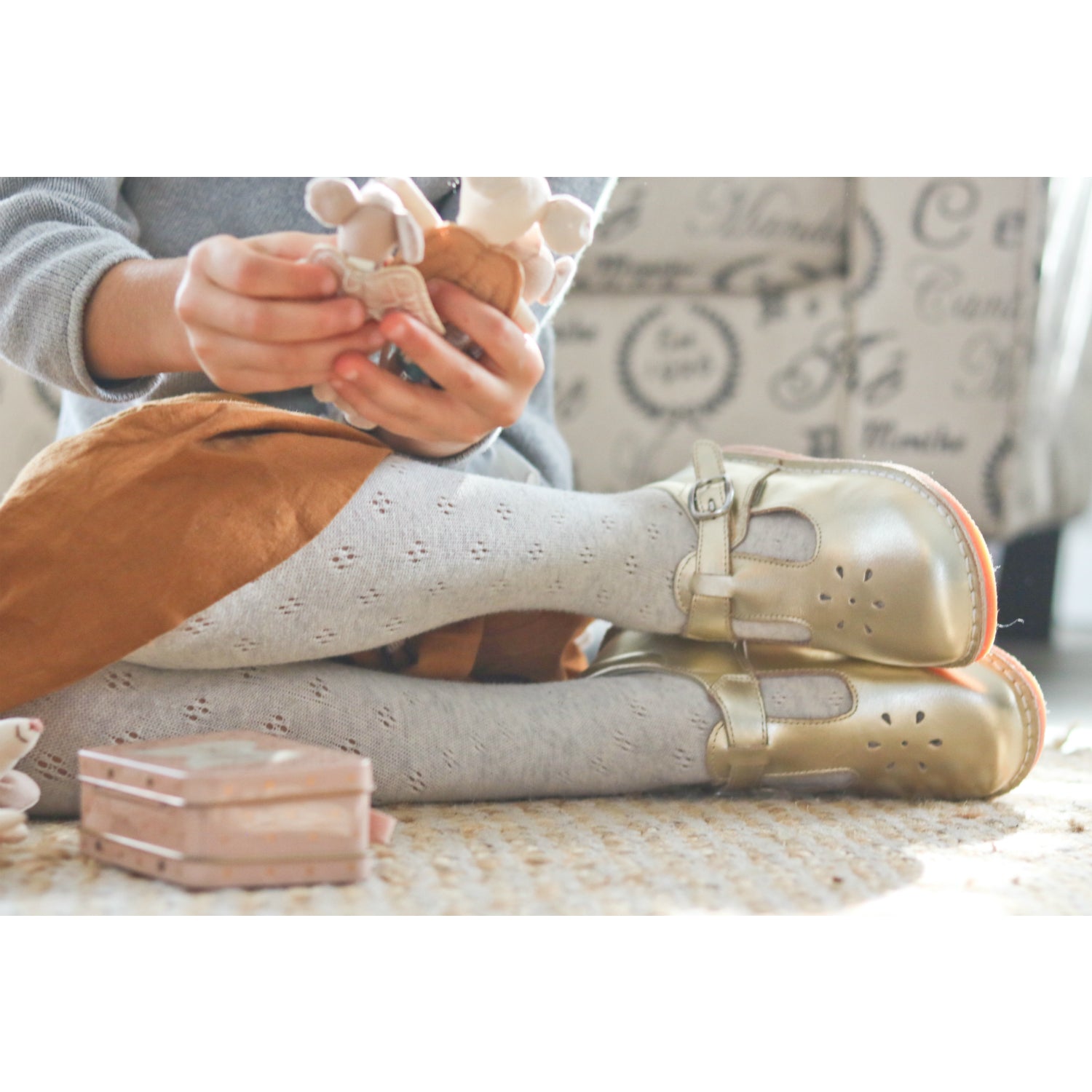 Joy Metallic Leather T-strap Mary Jane