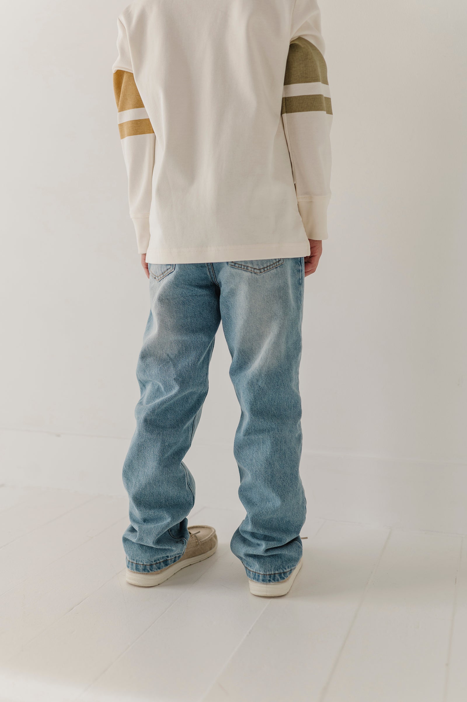 Boys Straight Denim Jeans In Light Blue Wash