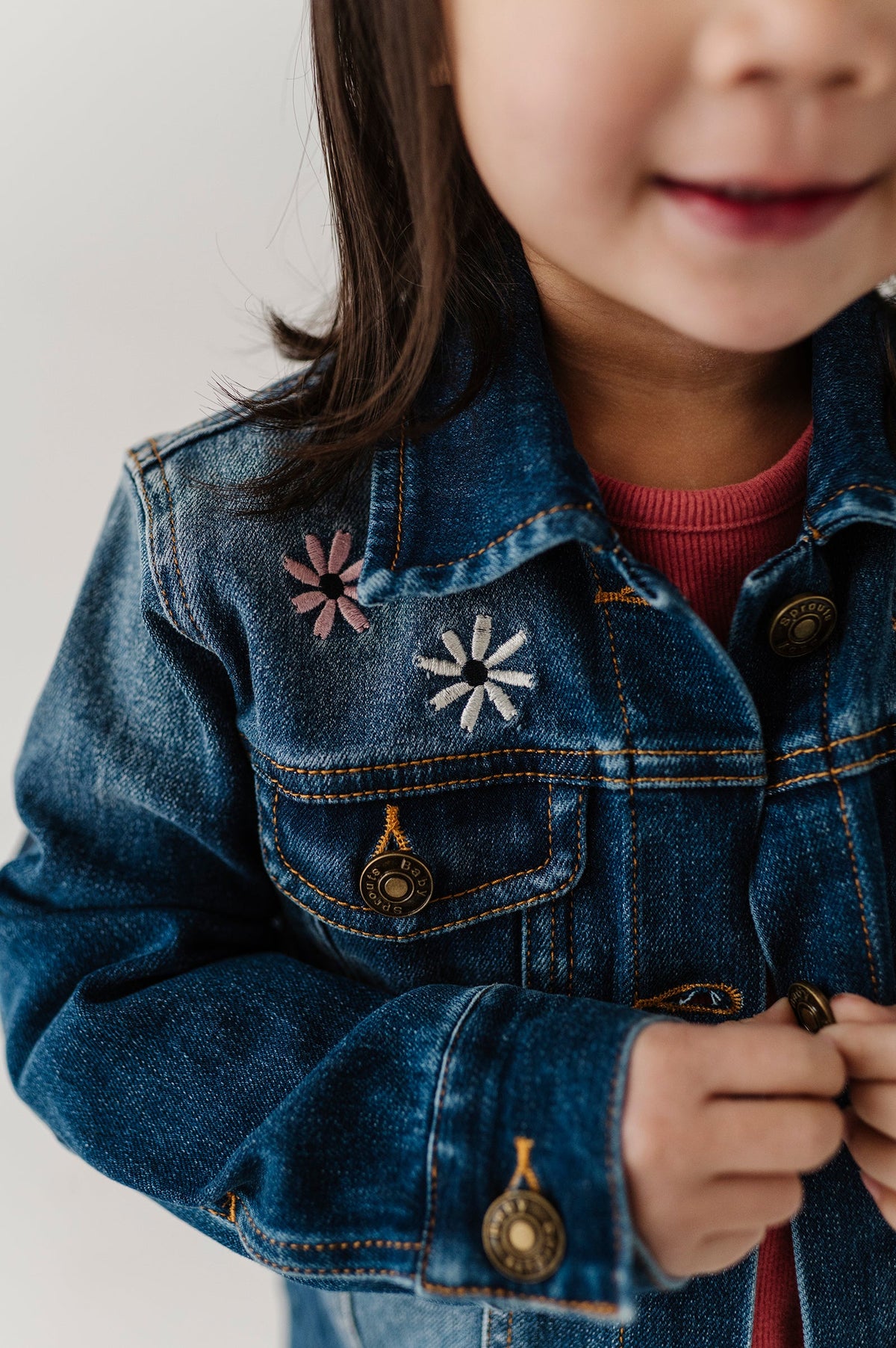 Girls Denim Jacket In Dark Blue Wash