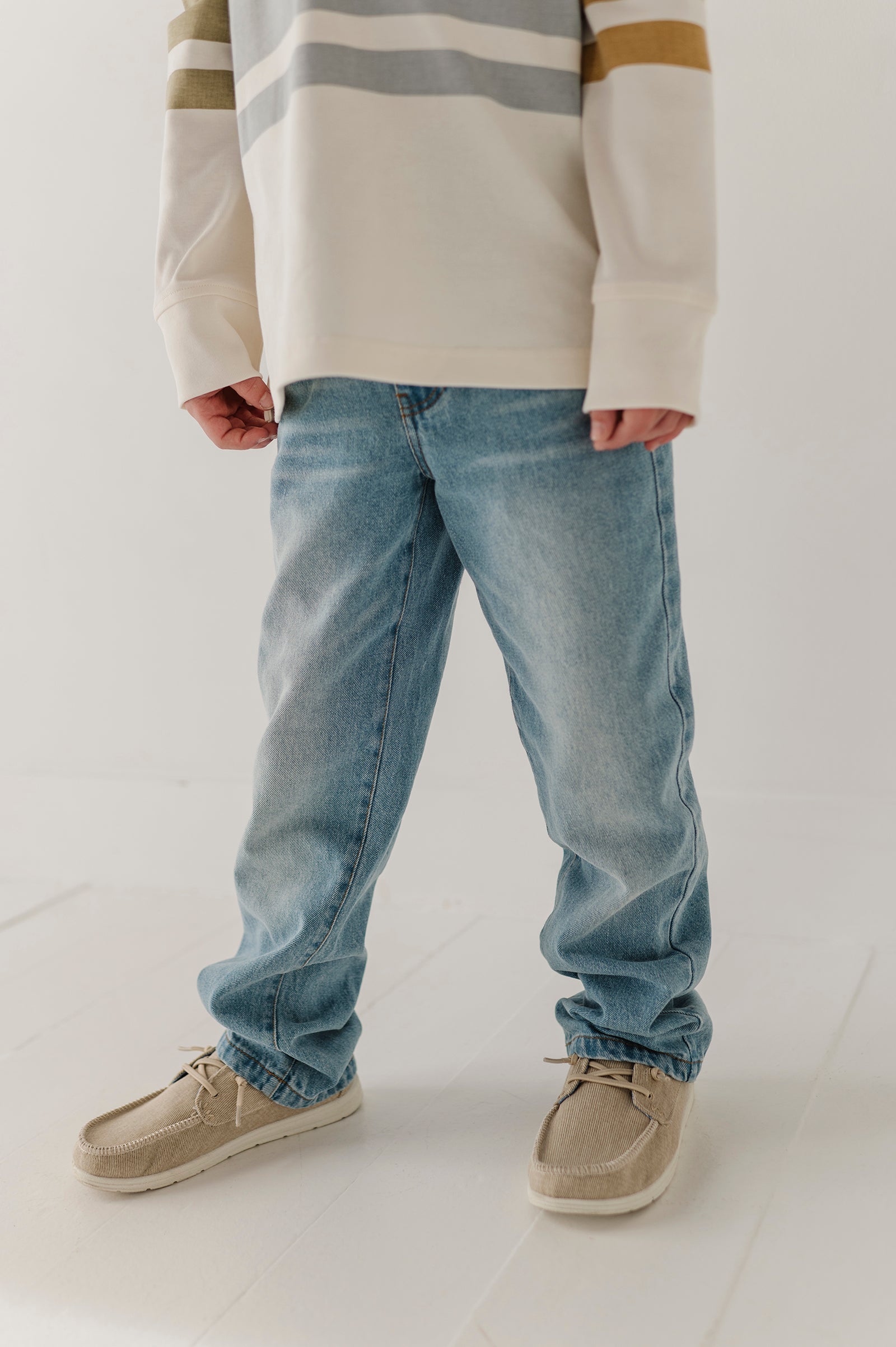 Boys Straight Denim Jeans In Light Blue Wash
