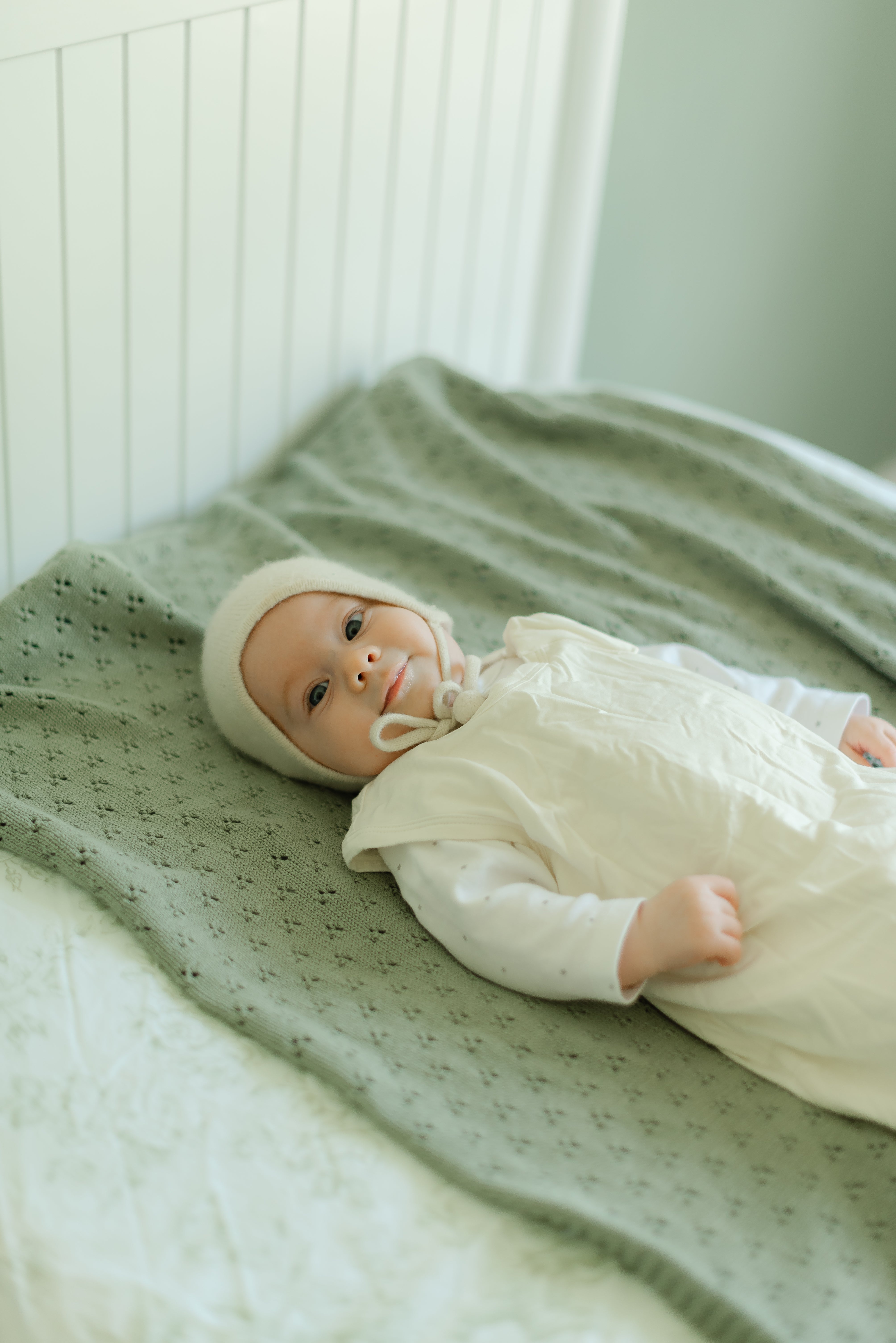 Mint Pointelle Knit Blanket (Ships June 8)