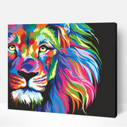 Neon Lion – Paint By Numbers Kit | Artwille | 14x18 Inch Canvas