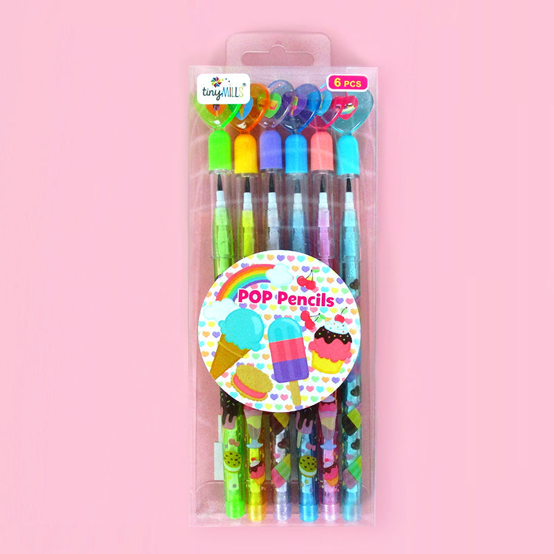 Ice Cream Stackable Point Pencils - Set Of 6