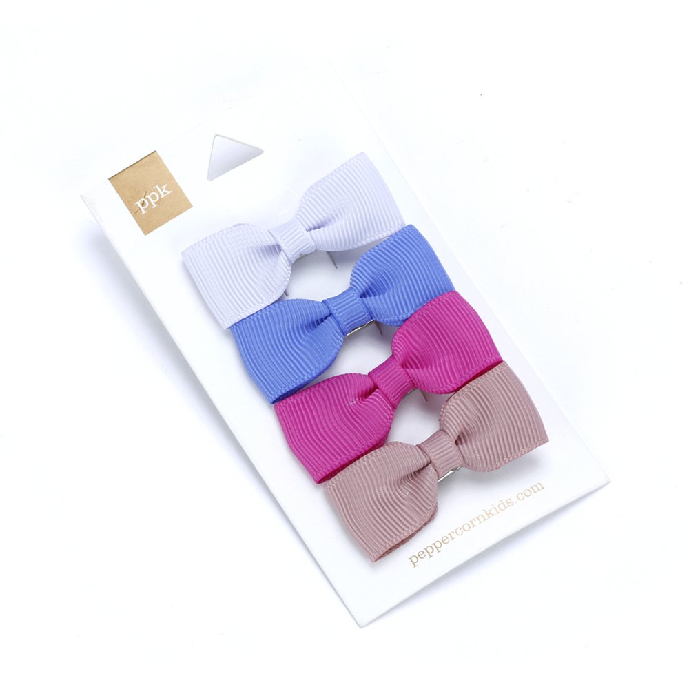 Girls Fun Mini Bows Hair Clips 4-pc Card Gift Pack