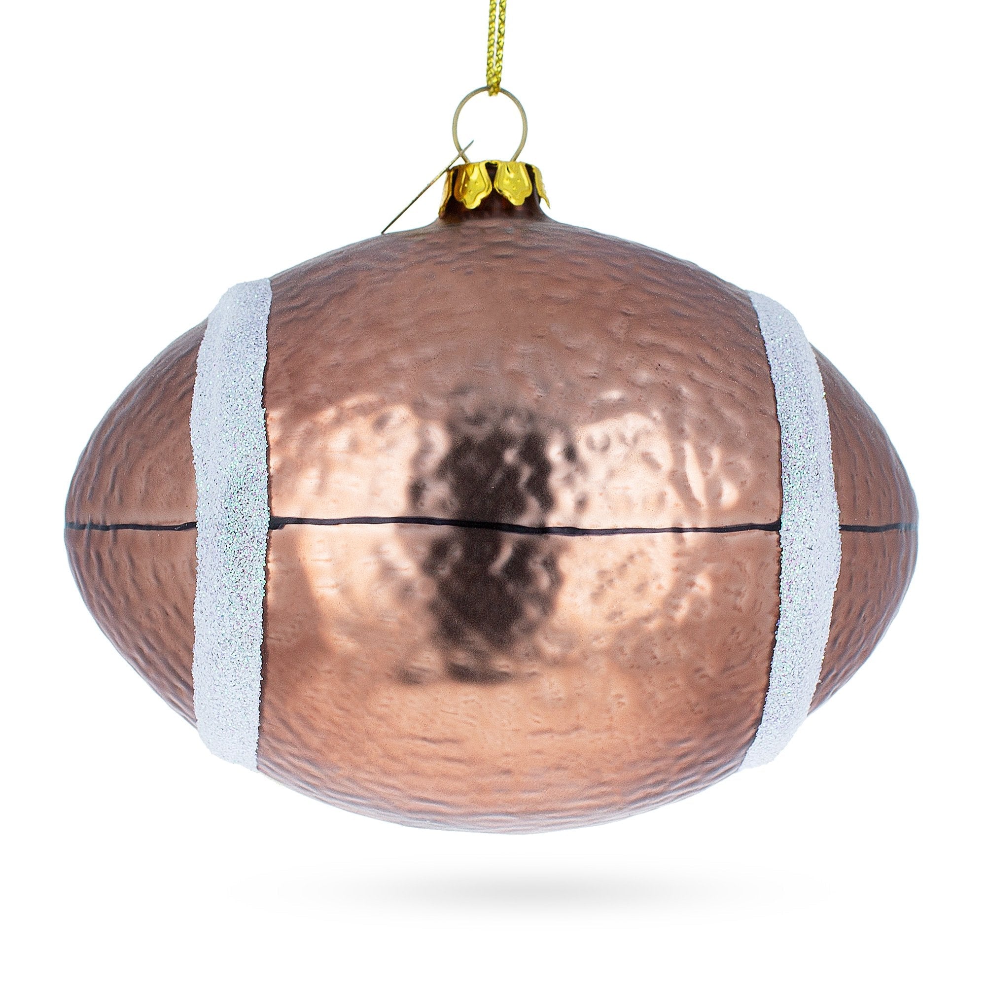 Shiny Football - Blown Glass Christmas Ornament